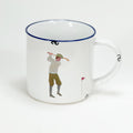 Keramiktasse im Emaille- Look mit einem Golfer, vintage, Golfertasse, Golf, Größe 1: 0,46l - Bild 1