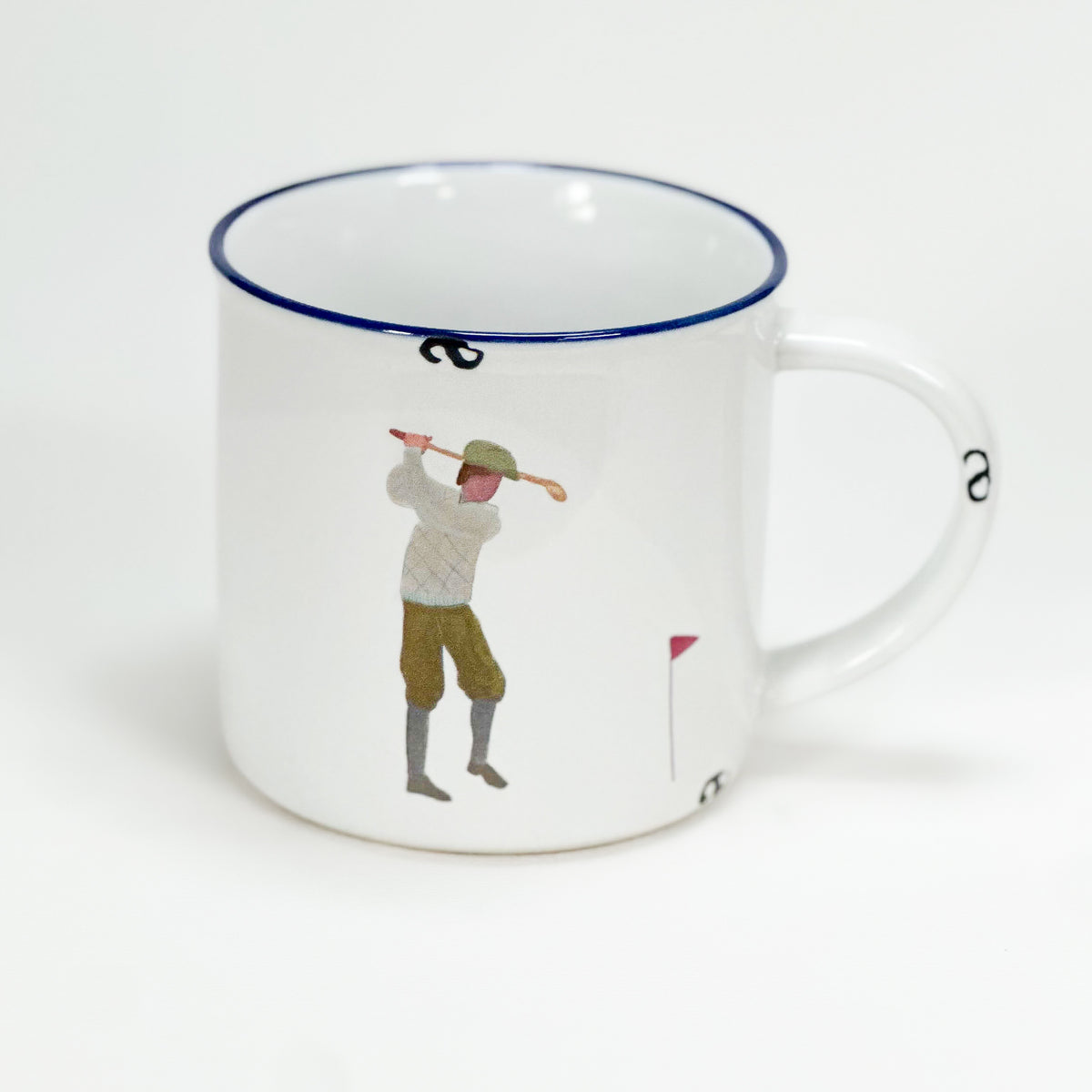 Keramiktasse im Emaille- Look mit einem Golfer, vintage, Golfertasse, Golf, Größe 1: 0,46l - Bild 1
