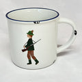 Keramiktasse im Emaille- Look mit einm Jäger, vintage,  Größe 1: 0,46l