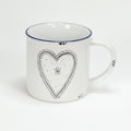 Keramiktasse im Emaille-Look mit blauem Rand mit einem Herz,  Größe 1: 10x10cm - Bild 1