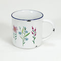 Keramiktasse Emaillelook mit blauem Rand und Blumen, Größe 1: 10x10cm - Bild 1