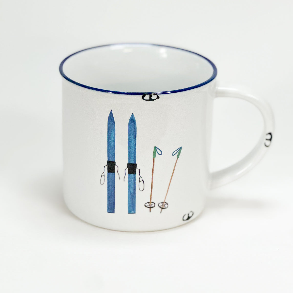Keramiktasse mit blauen Schiern, Frühstückstee, Geschenk Schifahrer, Winterliebe, Tourengeher - Bild 1
