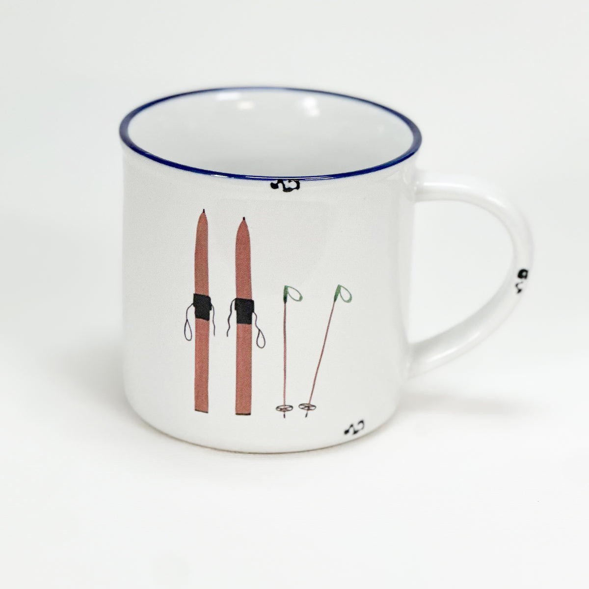 Keramiktasse mit braunen Schiern, Frühstückstee, Geschenk Schifahrer, Winterliebe, Tourengeher1 - Bild 1