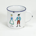 Keramiktasse Emaillelook mit blauem Rand, Hochzeitspaar, Brautpaar, Hochzeit - Bild 1