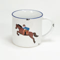 Keramiktasse im Emaille- Look mit einem Reiter, Pferd, vintage,  Größe 1: 0,46l - Bild 3