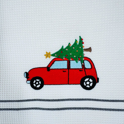 Geschirrtuch mit Auto und Tannenbaum, Ansicht 2