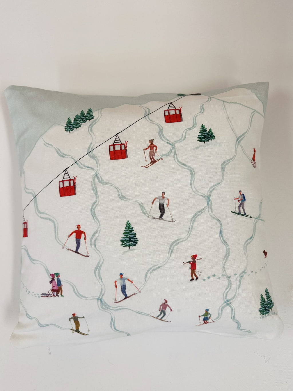 Kissenhülle Skifahrer, Kissenhüllen, Winterkollektion, Skifahrer, Barbara's Porzellanwerkstatt