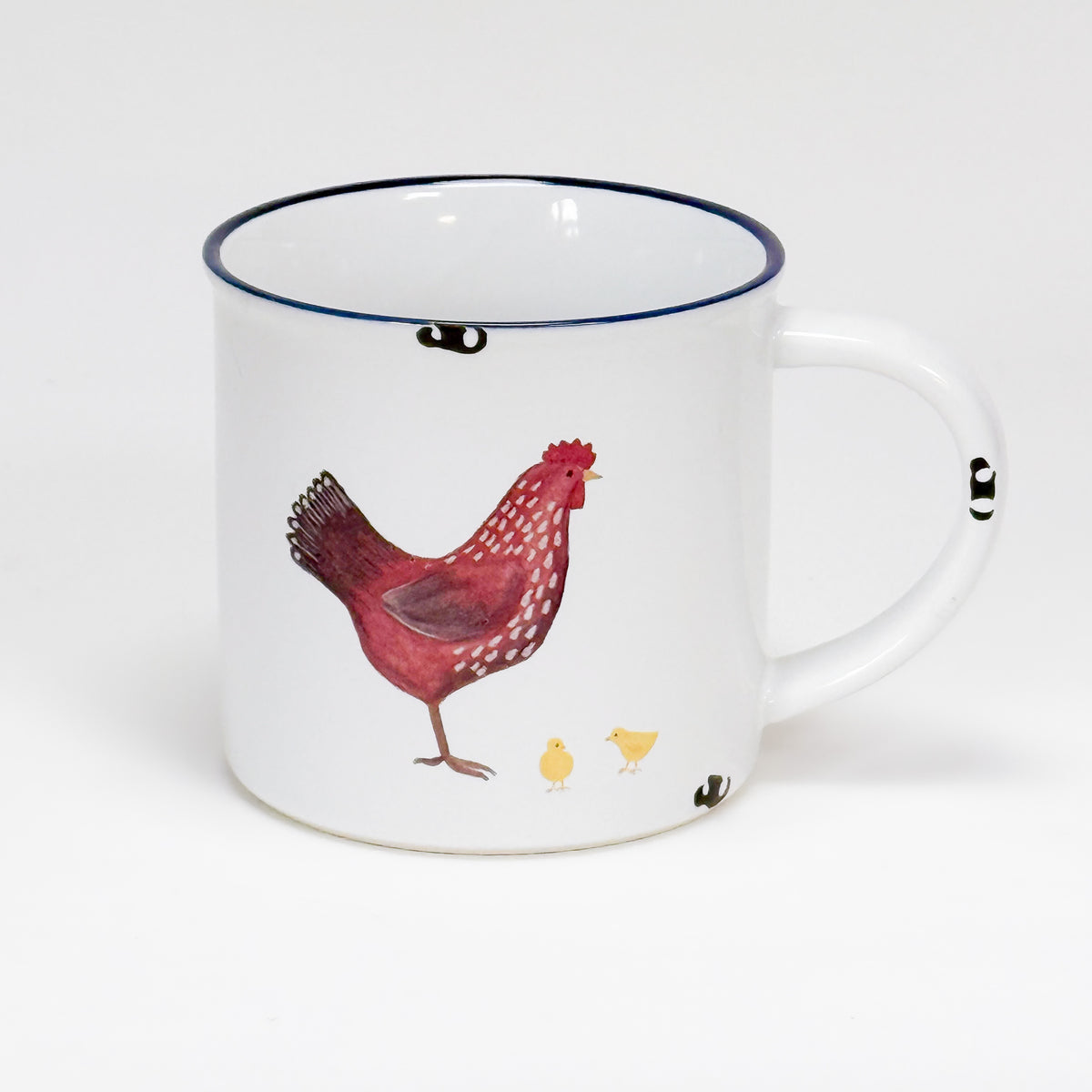Keramiktasse Henne mit zwei Piperln