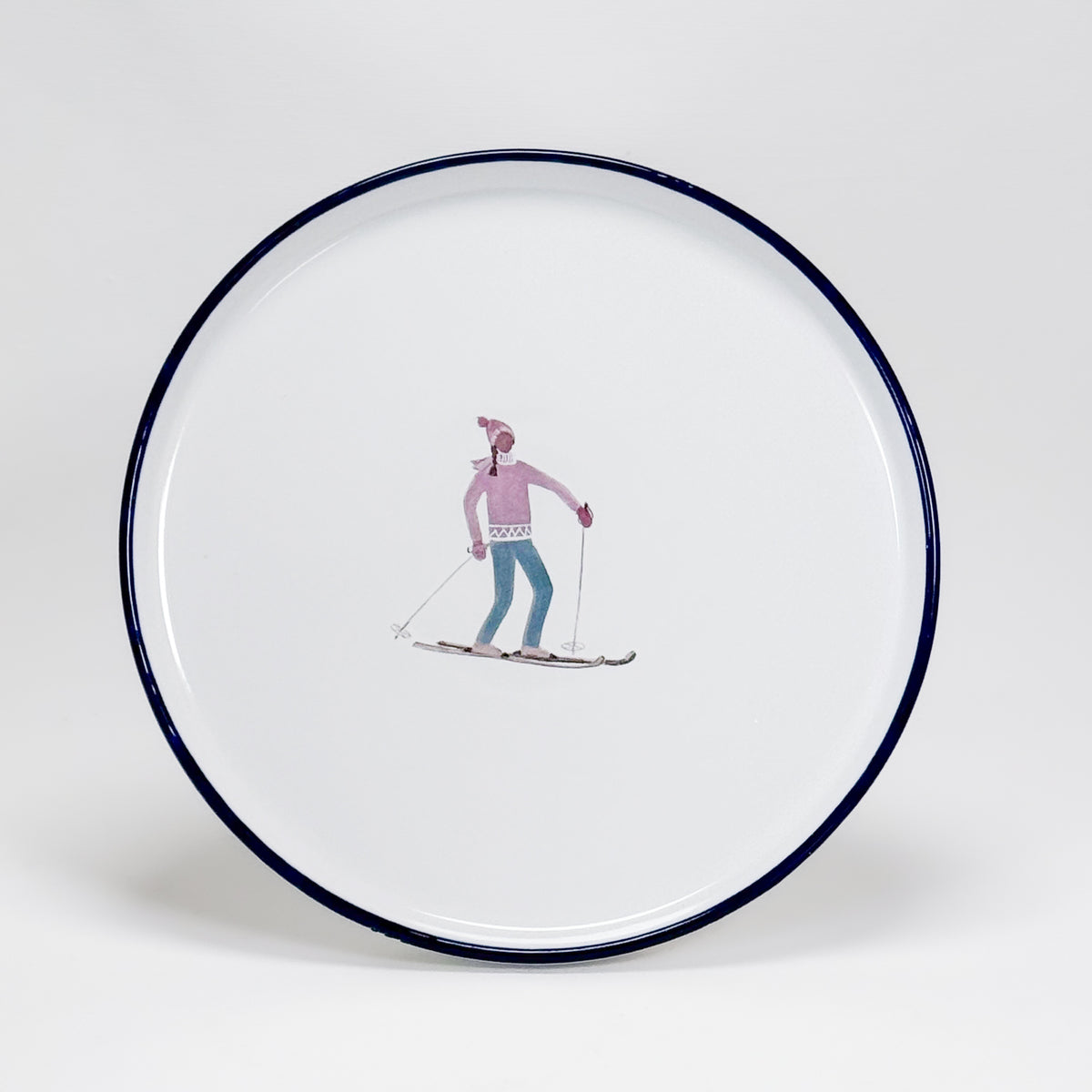 Keramikteller Skifahrerin