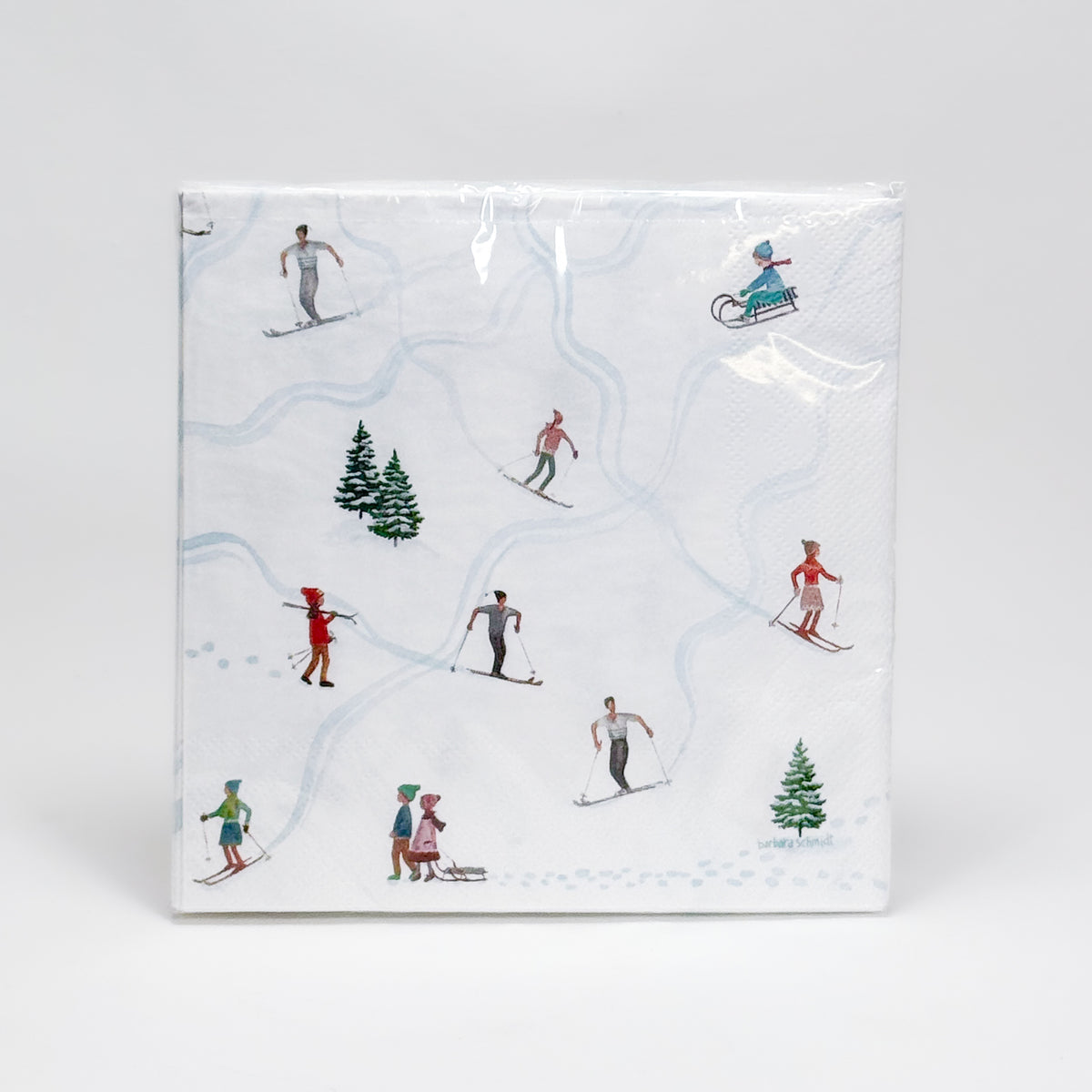 Papierservietten mit Skifahrern